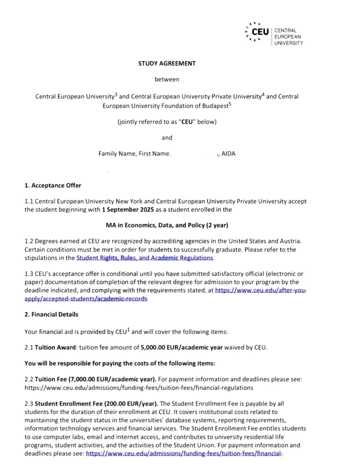 Central European University offer